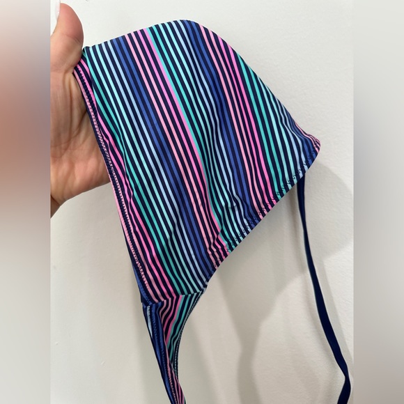 Vineyard Vines multi stripe cross over bikini swim top reversible deep Bay nwt - Picture 8 of 9